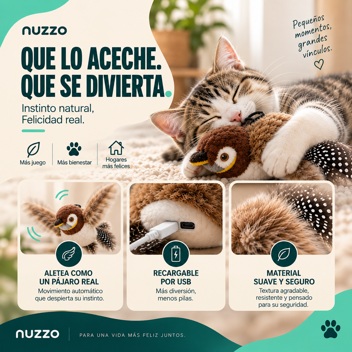 Juguete para gatos pajaro volador