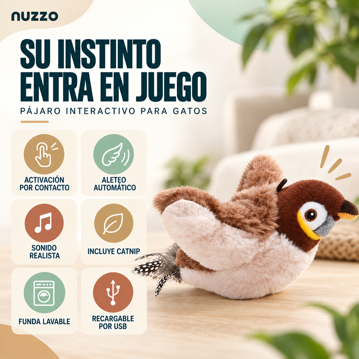 Juguete para gatos pajaro volador