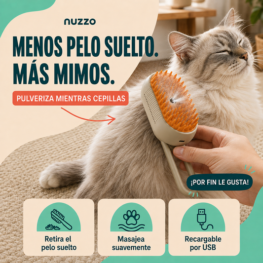 Cepillo vapor de masaje para mascota 3 en 1